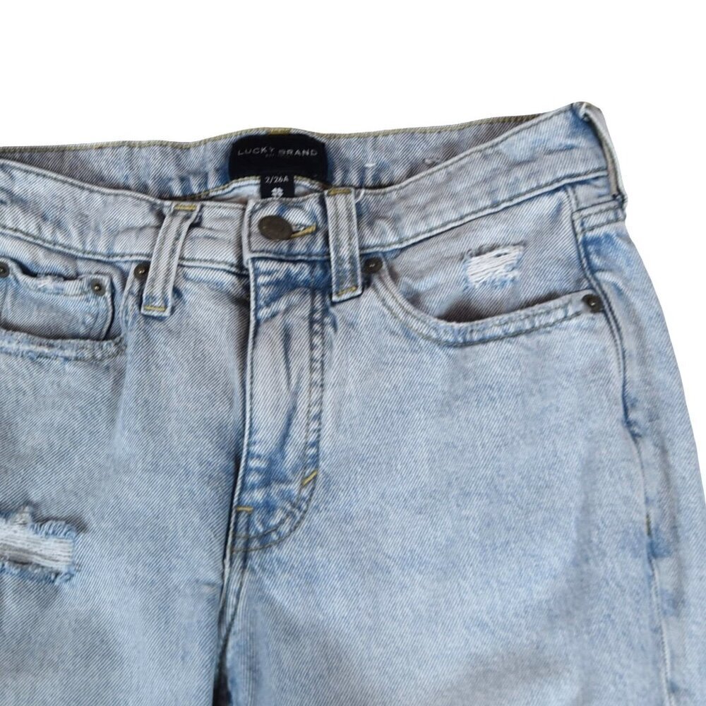 Lucky Brand 90s Straight Leg Jeans Light Wash Distressed Mid Rise 2/26A Grunge - Picture 5 of 11